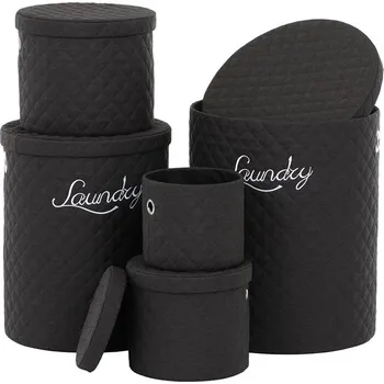 Autronic Koš prádelní - látka, kulatý, černý, cena za sadu 5 ks