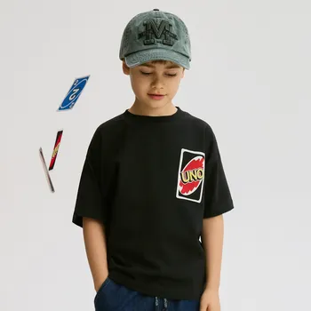 Dětská móda Reserved - Tričko s potiskem UNO - černý - 029FH-99X - 029FH-99X-164