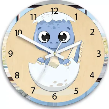 Hodiny Dětské nástěnné hodiny Mirro Dinosaurus 30 cm vícebarevné