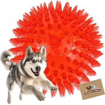 Hračka pro psa Míček pro psy Wesoły Pupil hračka pro psy MÍČEK JEŻYK piszcząca s hroty masíruje dásně MEGA XL 11 cm
