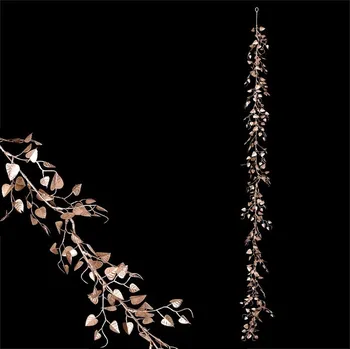 umělá květina Autronic Bříza - umělá girlanda z lístků, barva měděná, sada 6 ks