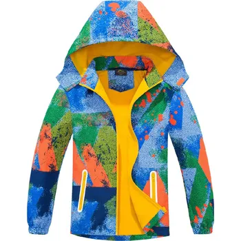 Chlapecká podzimní bunda, zateplená - KUGO B2993, mix barev / světle oranžové zipy Barva: Mix barev, Velikost: 164