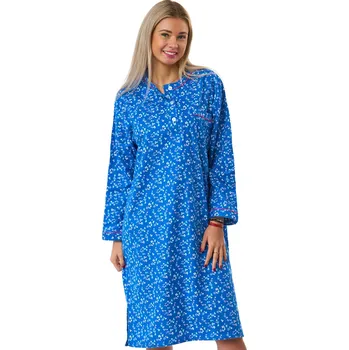Dámská noční košile Flanelová noční košile modrá - extra teplá 1DF0043 modrá XXL