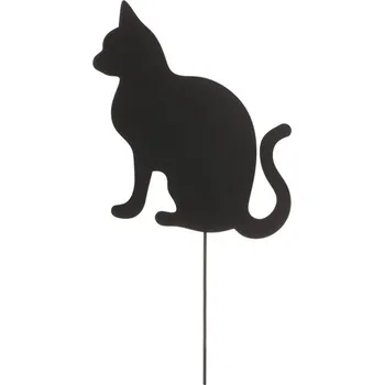 Autronic Kočka kovová - zápich, barva černá, sada 4 ks