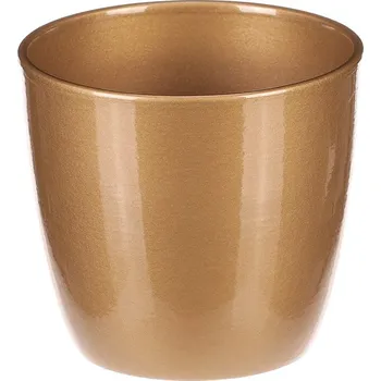 Obal na květináč Autronic Obal na květiny - terakota, pr. 12 cm, barva zlatá, sada 6 ks