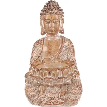 Autronic Buddha - polyresin, místo na čajovou/LED svíčku, sv. hnědý, sada 3 ks