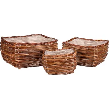 Nákupní košík Autronic Obal na květiny - proutí, hranatý, cena za sadu 3 ks, sada 3 ks