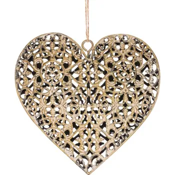 Krmítko pro ptáka Autronic Srdce kovové - závěsná ozdoba, barva měděná, sada 6 ks