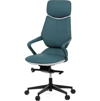 Jídelní židle Autronic Kancelářské křeslo, houpací mechanismus, modrá ekokůže, KA-T8426 GRN