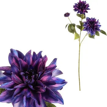umělá květina Autronic Jiřina - umělá řezaná, 3 květy, barva fialová, sada 4 ks