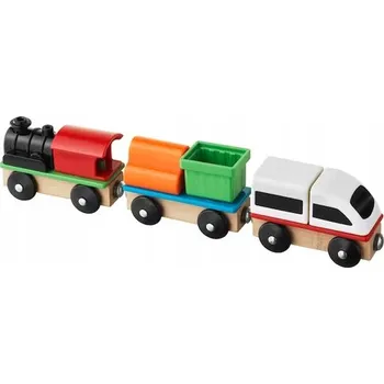 Vláček a vláčkodráha IKEA LILLABO Dřevěná vláčkodráha, lokomotiva a vagóny