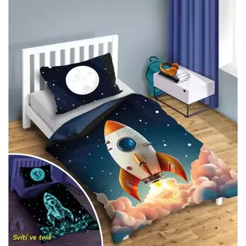 Povlečení Svítící povlečení RAKETA – oboustranné, 100% bavlna 140×200 / 70×80 cm (NOVINKA 2025)