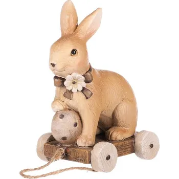 Autronic Zajíc na voze - polyresin, barva hnědá, sada 4 ks