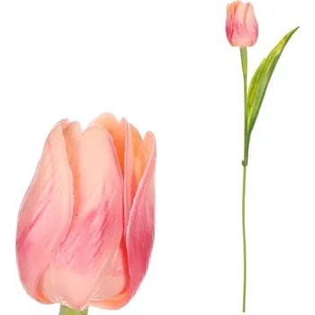umělá květina Autronic Tulipán plastový - řezaná květina, meruňkovo-růžová, cena za 1 ks, sada 24 ks