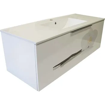 Koupelnový nábytek BPS-koupelny Koupelnová skříňka závěsná, zásuvková s keramickým dvojumyvadlem Domino 120p bílá