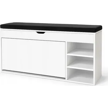 Botník BOTNÍK S SEDÁKEM GRADIA MDF 100X34X50CM BÍLÝ S VÝSUVNÝMI POLICEMI