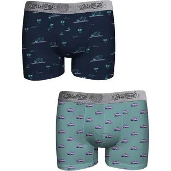 Bavlněné boxerky pro muže John Frank JF2BEF38 navy-mint - 2pack velikost L-50/52