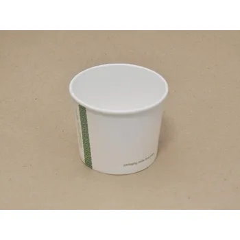 Jednorázové nádobí Bio papírová miska na polévku 500 ml (16 oz), víčko zvlášť