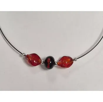 Náhrdelník Náhrdelník na lanku s vinutkami - červená /černá