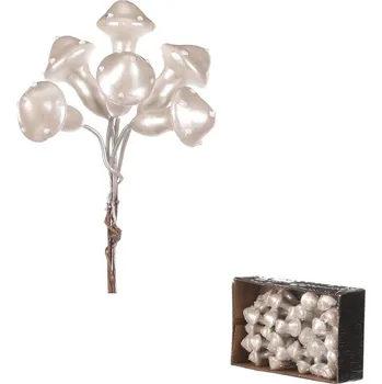 umělá květina Autronic Houby na drátku, barva bílá perleť, cena za balení (48 ks), sada 2 ks