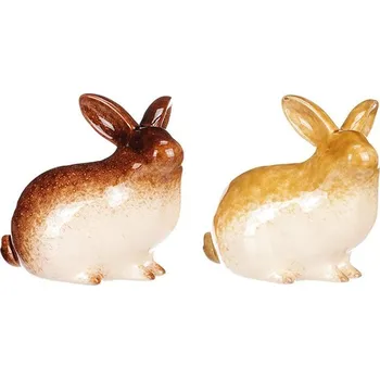 Velikonoční dekorace Autronic Zajíc - keramická figurka, mix 2 druhů, cena za 1 ks, sada 2 ks