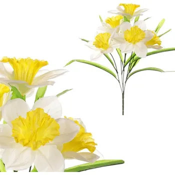 umělá květina Autronic Narcis - umělá kytice, barva bílo-žlutá, sada 8 ks