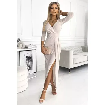 Dámské oblečení Dámské šaty NUMOCO A404-3 BÉŽOVÁ M