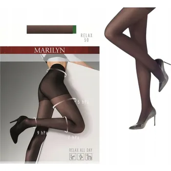 Dámské punčochy MARILYN Relax 50 den hladké punčocháče proti křečovým žilám lycra 4-L Caffe