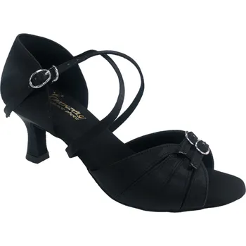 Dámské lodičky HDS Henzély | Dámské taneční boty na latinu HDS DLA016 černý satén podpatek 6,5 - 24,5
