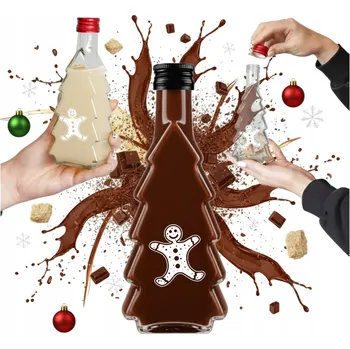 Obraz Butelka CHOINKA 250ml S POTISKEM na likier likéry džus VÁNOČNÍ LÁHVE