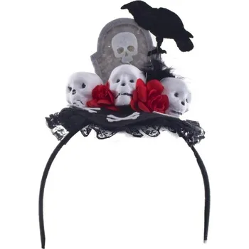 Karnevalový doplněk Čelenka Halloween hrob a růže