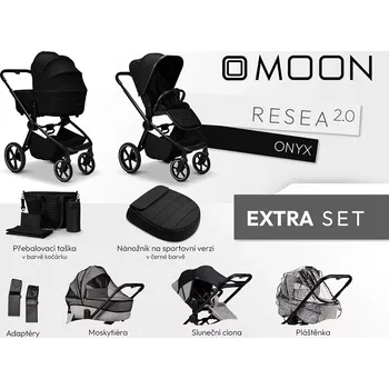 Kočárek MOON kombinovaný kočárek Resea 2.0 Extra set Onyx