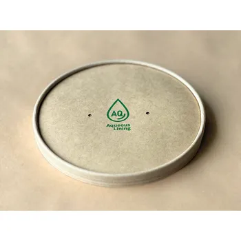 Jednorázové nádobí Papírové víčko PLASTIC FREE na misku hnědé Ø18,5 cm