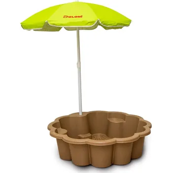 Pískoviště DOLONI Pískoviště Květina EKO hnědá se slunečníkem