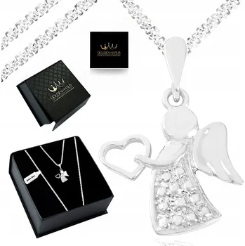 Náhrdelník STŘÍBRNÝ ŘETÍZEK ANDĚLSKÝ MEDAILON PRO DÍVKU 925 NA KŘTINY PRO ROČNÍ DÍTĚ