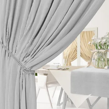 Obraz Závěs šedý hladký hotový na pásce 150x250cm S564