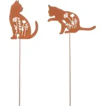 Autronic Kočka na zápichu - mix 2 druhů, kov, barva rezavá, cena za 1 ks, sada 12 ks