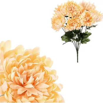 umělá květina Autronic Chryzantéma - umělá kytice, 9 květů, meruňková, sada 3 ks