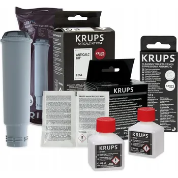 Kávovar Sada Krups filtr F08801, odvápňovač F054, čisticí roztok Krups XS9000, XS3000