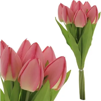 umělá květina Autronic Tulipán - umělá kytice, 7 květů, barva růžová, sada 6 ks