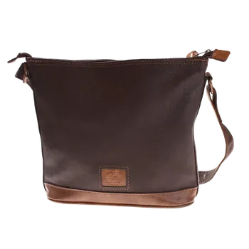 Kabelka Dámská Kožená ručně šitá kabelka KUBÁT | hnědá | 172334 Barva: kombinovaná černá a hnědá