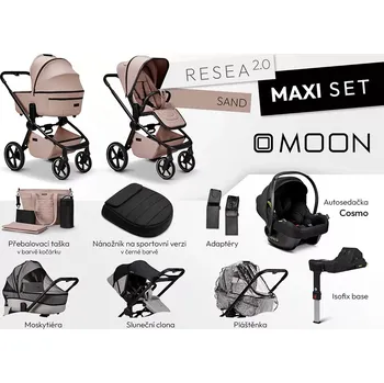 Kočárek MOON kombinovaný kočárek Resea 2.0 Maxi set Sand