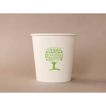 Jednorázové nádobí Bio papírová miska GREEN TREE 700 ml (24 oz) + víčko zvlášť
