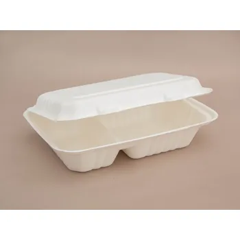 Jednorázové nádobí Menu box z cukrové třtiny dvoudílný 1000 ml