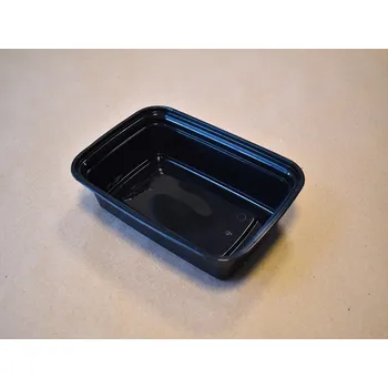 Jednorázové nádobí Miska jednodilná černá 1000 ml PP s průhledným víčkem