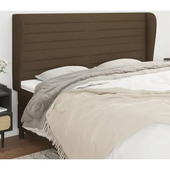 Čelo postele typu ušák tmavě hnědé 203x23x118/128 cm textil IM_3118121
