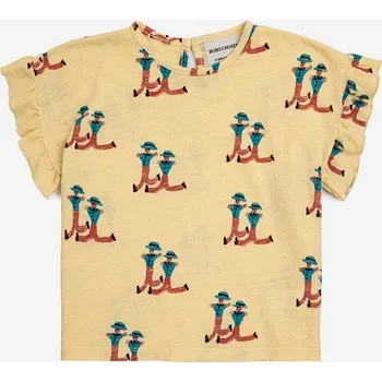 Dětská móda Dětské bavlněné tričko Bobo Choses 124AB012 žlutá 10X, vel. 74