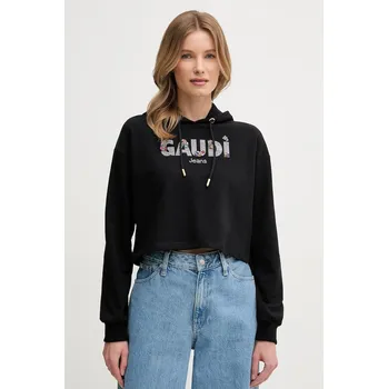 Dámská mikina Mikina Gaudi dámská, černá barva, s kapucí, s aplikací, 511BD64033 99X, vel. XL