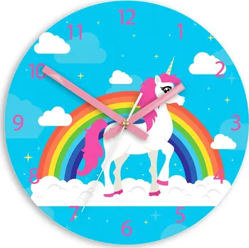 Hodiny Dětské nástěnné hodiny Jednorožec 30 cm vícebarevné