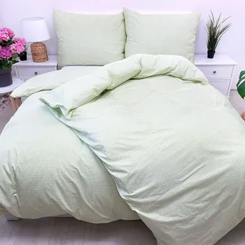 Povlečení Francouzské bavlněné povlečení Kanava zelená Zapínání: zip, Velikost polštáře: 2x50x70, Velikost přikrývky: 220x200 Šev uprostřed